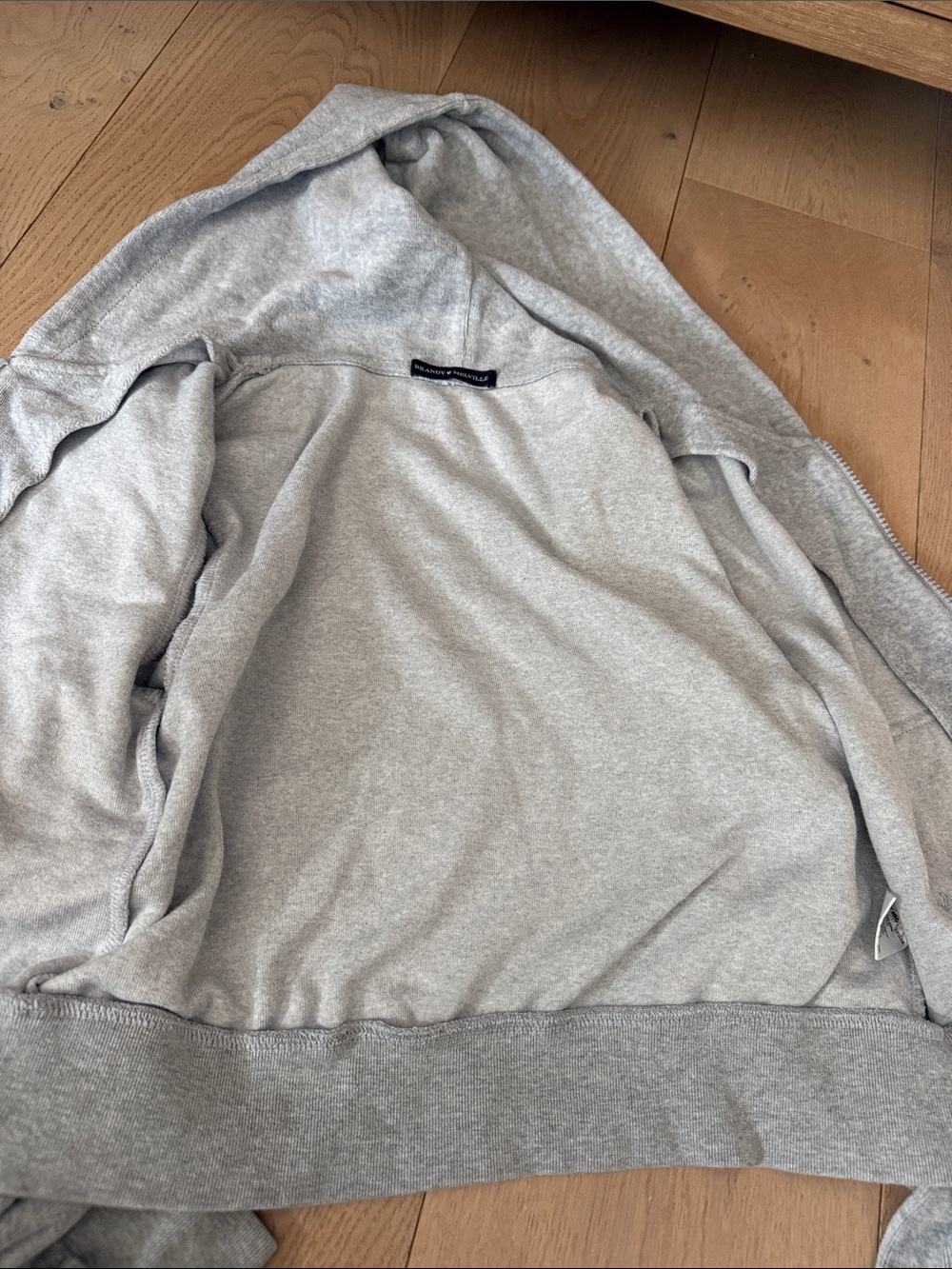 Brandy Melville Light Gray Hooded Zip Sweatshirt - Picture 8 of 9